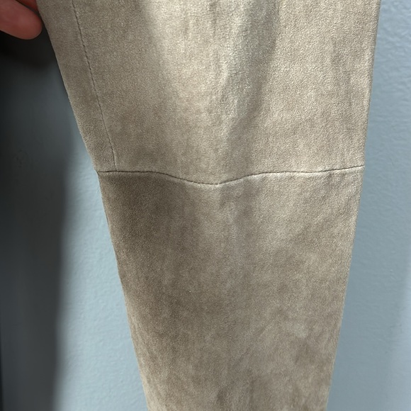 Beige Faux Suede Slim Elastic Band Pants size 44 US 4 -6 sexy soft - Picture 7 of 16